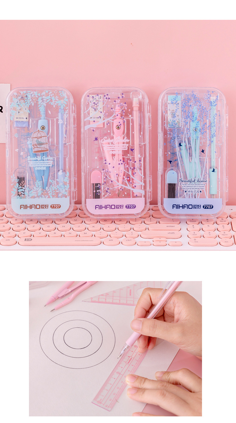 Hobby Compasses Set Fresh Propelling Pencil Rubber Refill Student Drawing Ruler Protractor Stationery T