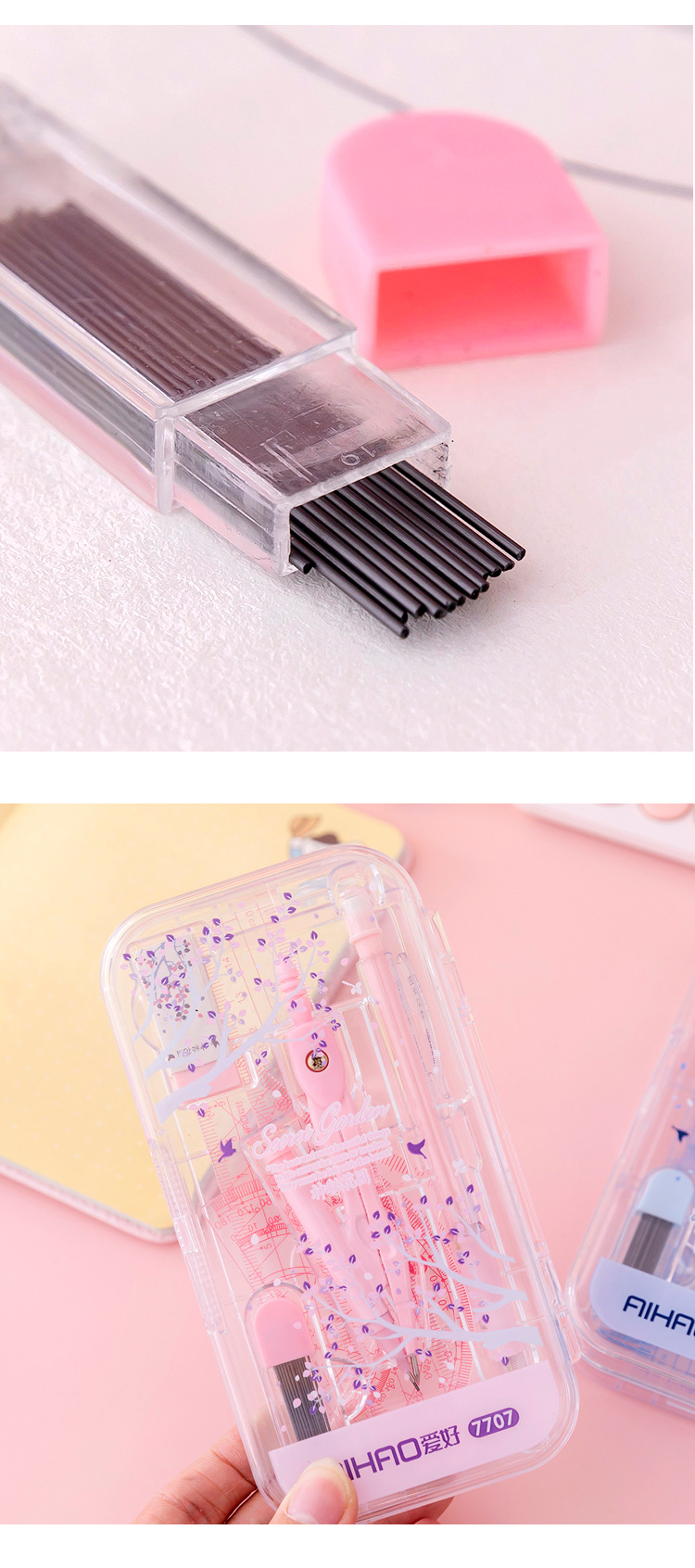 Hobby Compasses Set Fresh Propelling Pencil Rubber Refill Student Drawing Ruler Protractor Stationery T