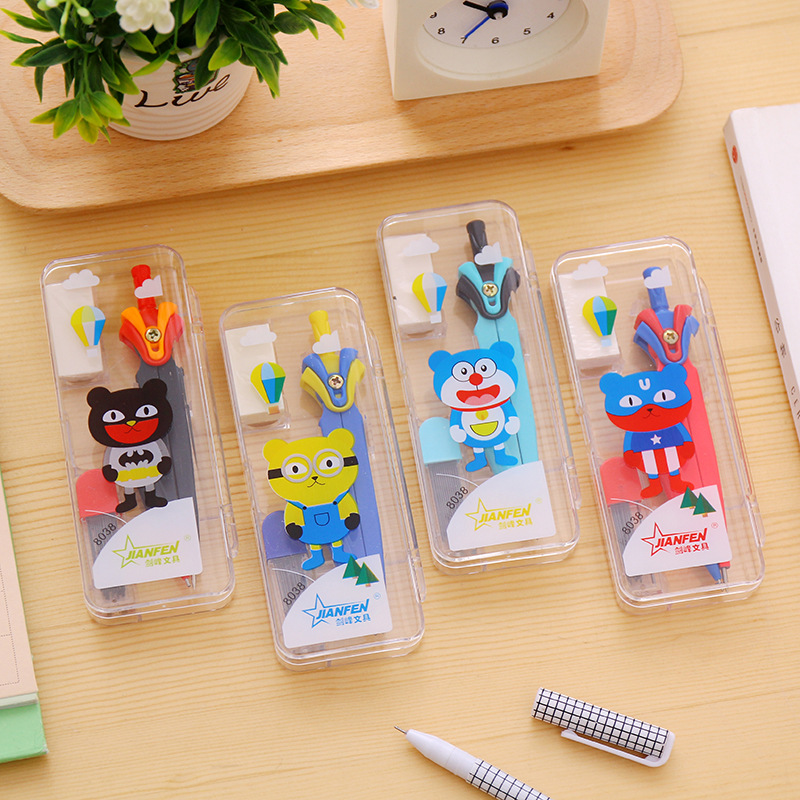 Creative Simple Compasses Set Metal Material Cute Cartoon Animal Pattern Fresh Natural Study Stationery
