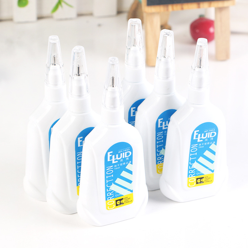 Correction Fluid Learning Office Correction Fluid 16ml Quick-Drying Type Correction Fluid Factory Wholesale 12 PCs Correction Fluid 7053