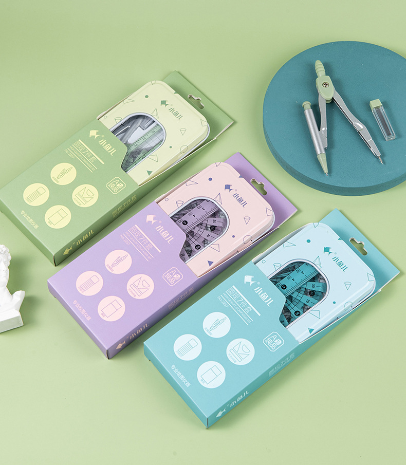 Xiaoyuer Spot Creative Compasses Set Triangular Plate Ruler Student Stationery Drawing Metal Ruler Ruler Sets Xiaoyuer Spot Creative Compasses Set Triangular Plate Ruler Student Stationery Drawing Metal Ruler Ruler Sets