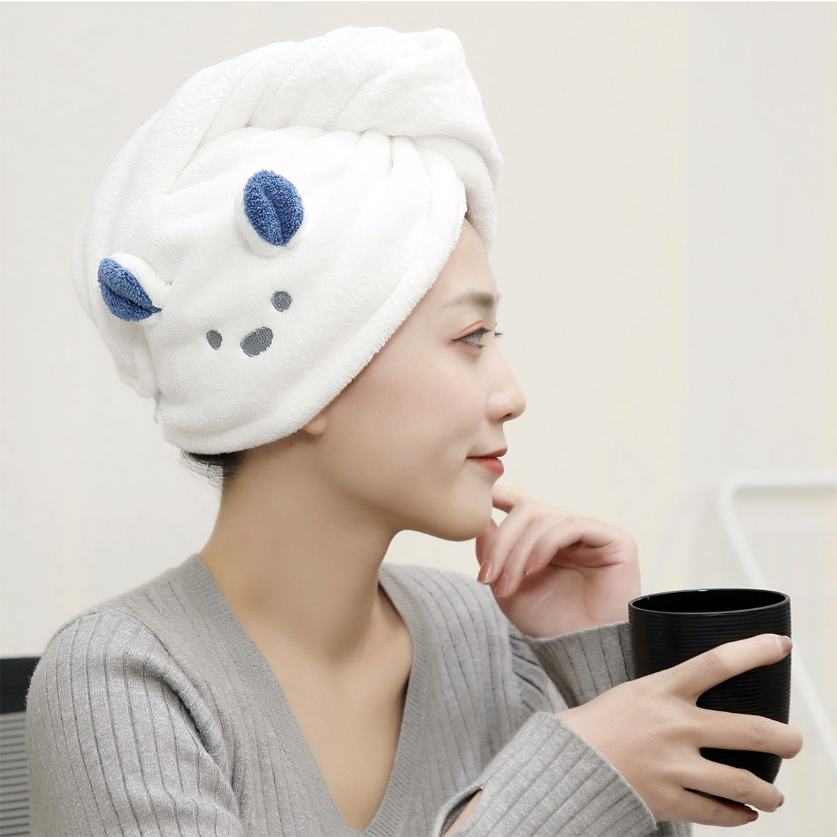 Cap Micron NonSlip Yarn Triangular Binder Shower Cap Coral Velvet WaterAbsorbing QuickDrying Hair Drying Towel