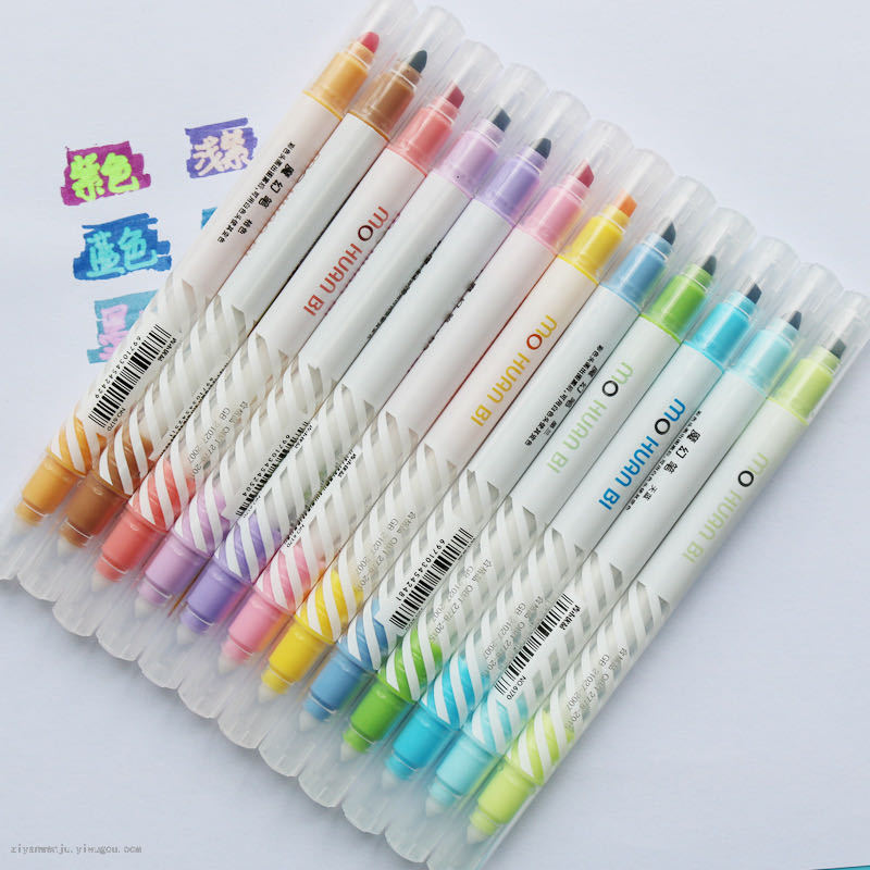 12-Color Magic Highlighter Color Student Key Marker Double-Line Pen Will Change Color Highlighter Marker Pen 12-Color Magic Highlighter Color Student Key Marker Double-Line Pen Will Change Color Highlighter Marker Pen