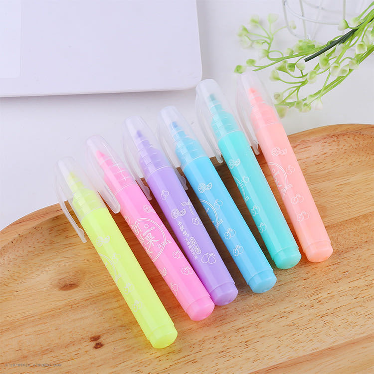 Kales 6-Color Large Capacity Highlighter Classroom Marker Knowledge Mark Pen Oblique Head Graffiti Pen Colored Pen Kales 6-Color Large Capacity Highlighter Classroom Marker Knowledge Mark Pen Oblique Head Graffiti Pen Colored Pen