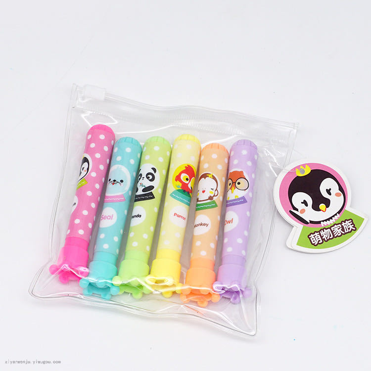 Kales 601-6 Color Mini Color Highlighter Cartoon Rocket Watercolor Pen Oblique Head Marker Pen Set Kales 601-6 Color Mini Color Highlighter Cartoon Rocket Watercolor Pen Oblique Head Marker Pen Set