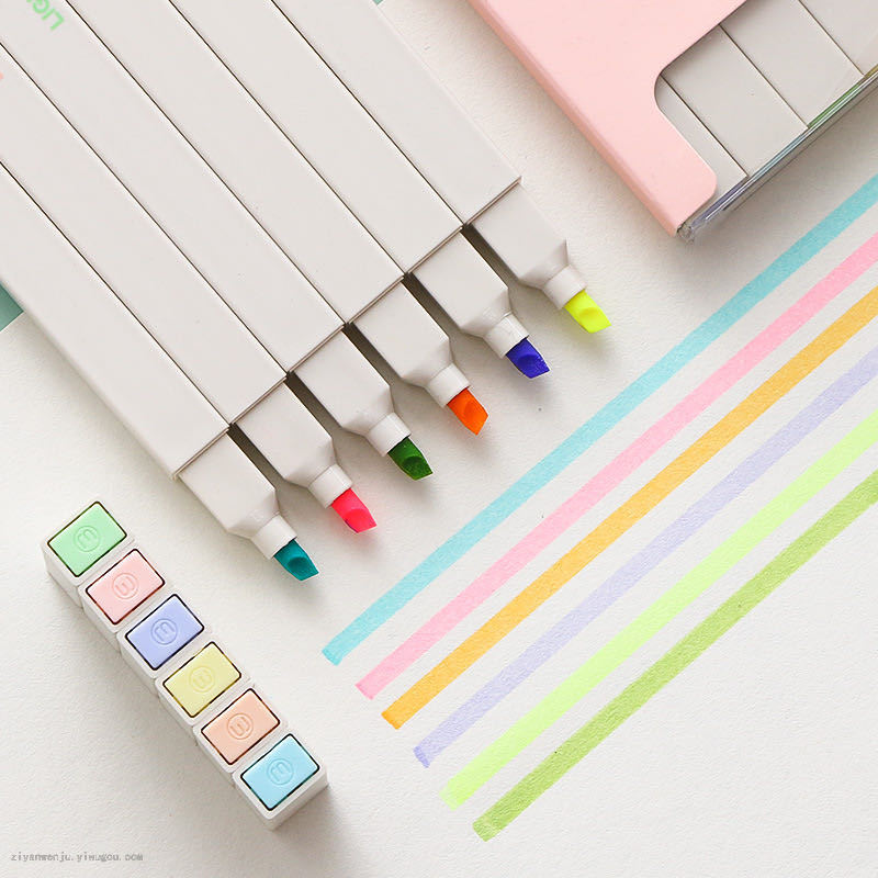 Collection Club Eye Protection Color Morandi Highlighter Color Student Journal Mark Quick-Drying Soft Head Highlighter