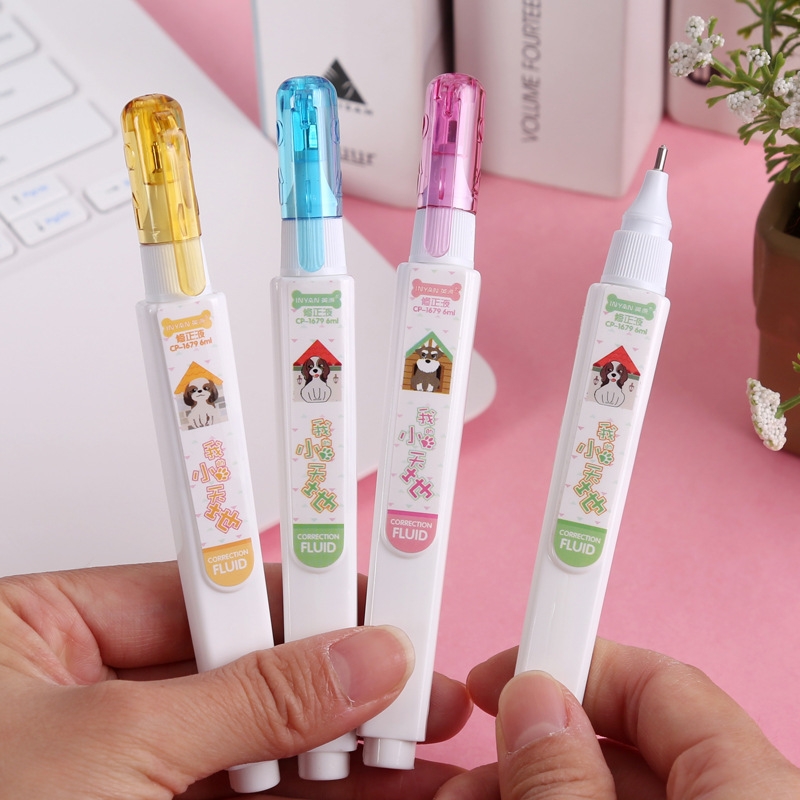 Cartoon Creative Correction Fluid Student Safety Correction Fluid Steel Head Pen Type Correction Fluid Stationery