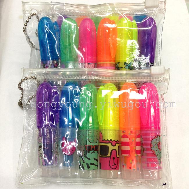 Highlighter mini scented highlighters cartoons highlighter 6 zipper bags fashion crayon set