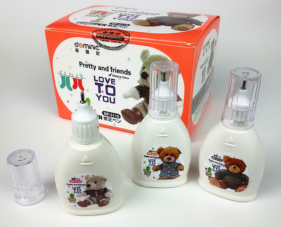 Domini 3116 Student Cute Cartoon Bear Correction Fluid 12 Ml Korean Style Correction Fluid
