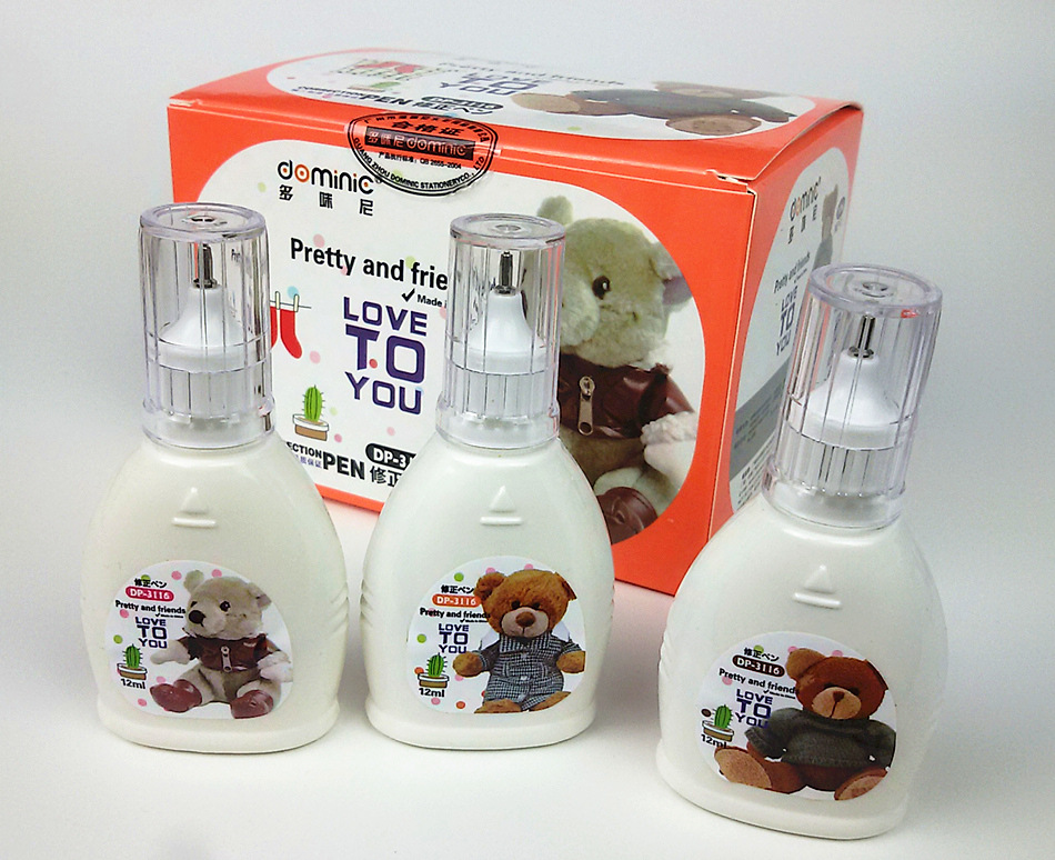 Domini 3116 Student Cute Cartoon Bear Correction Fluid 12 Ml Korean Style Correction Fluid