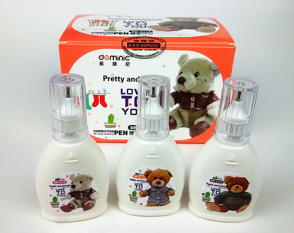 Domini 3116 Student Cute Cartoon Bear Correction Fluid 12 Ml Korean Style Correction Fluid