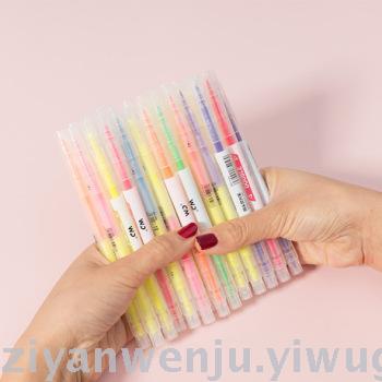 Kiss flower 6 color 6 double - end highlighter color pen key line marker pen