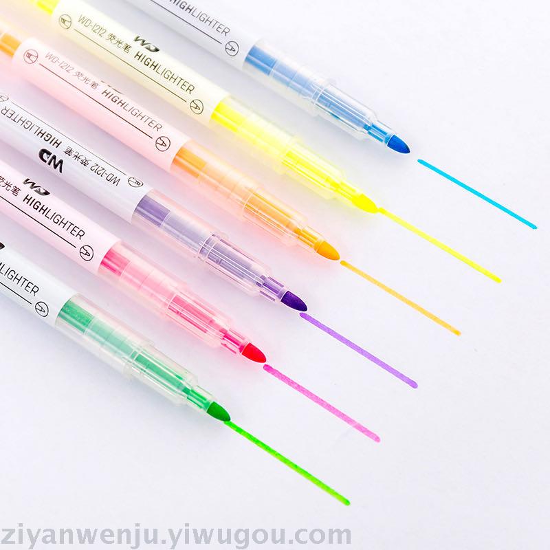 Kiss flower 6 color 6 double - end highlighter color pen key line marker pen