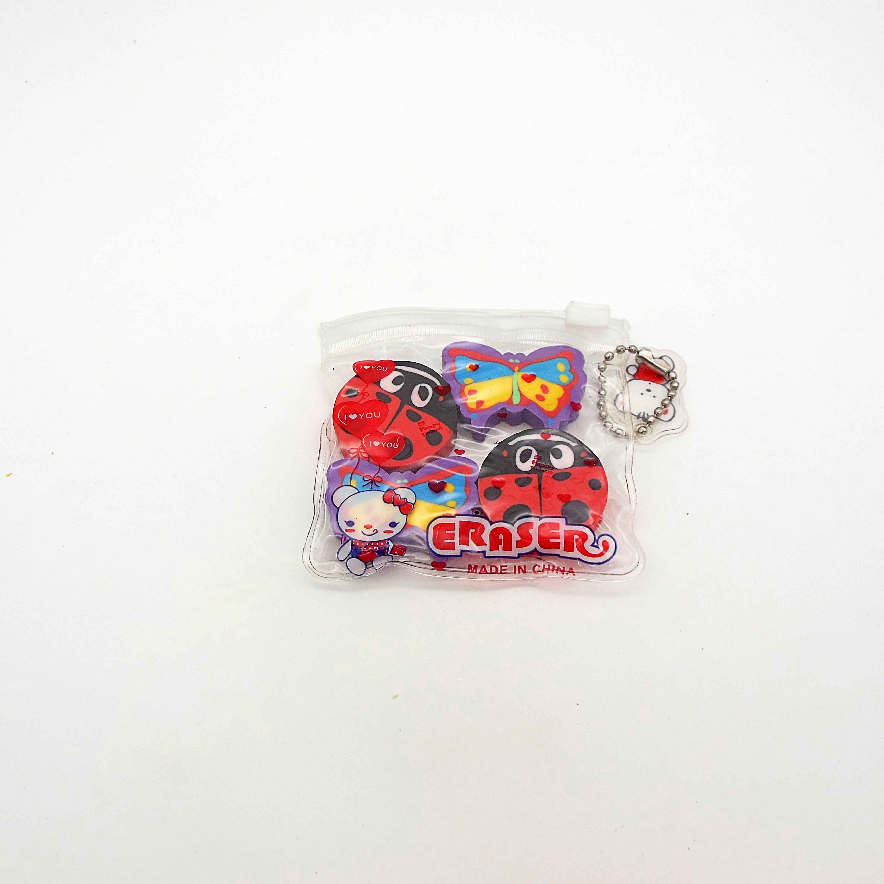Four insect shape eraser set