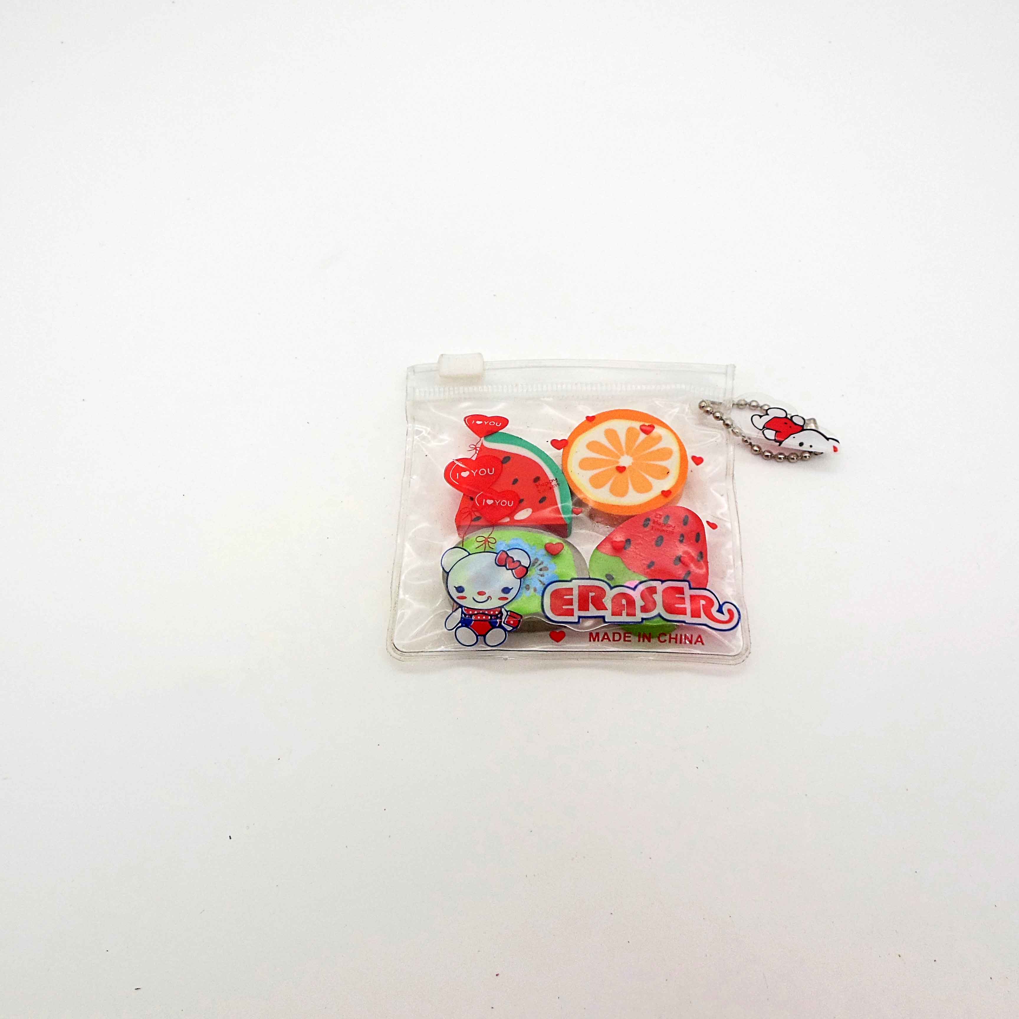 Four Fruit shape eraser set
