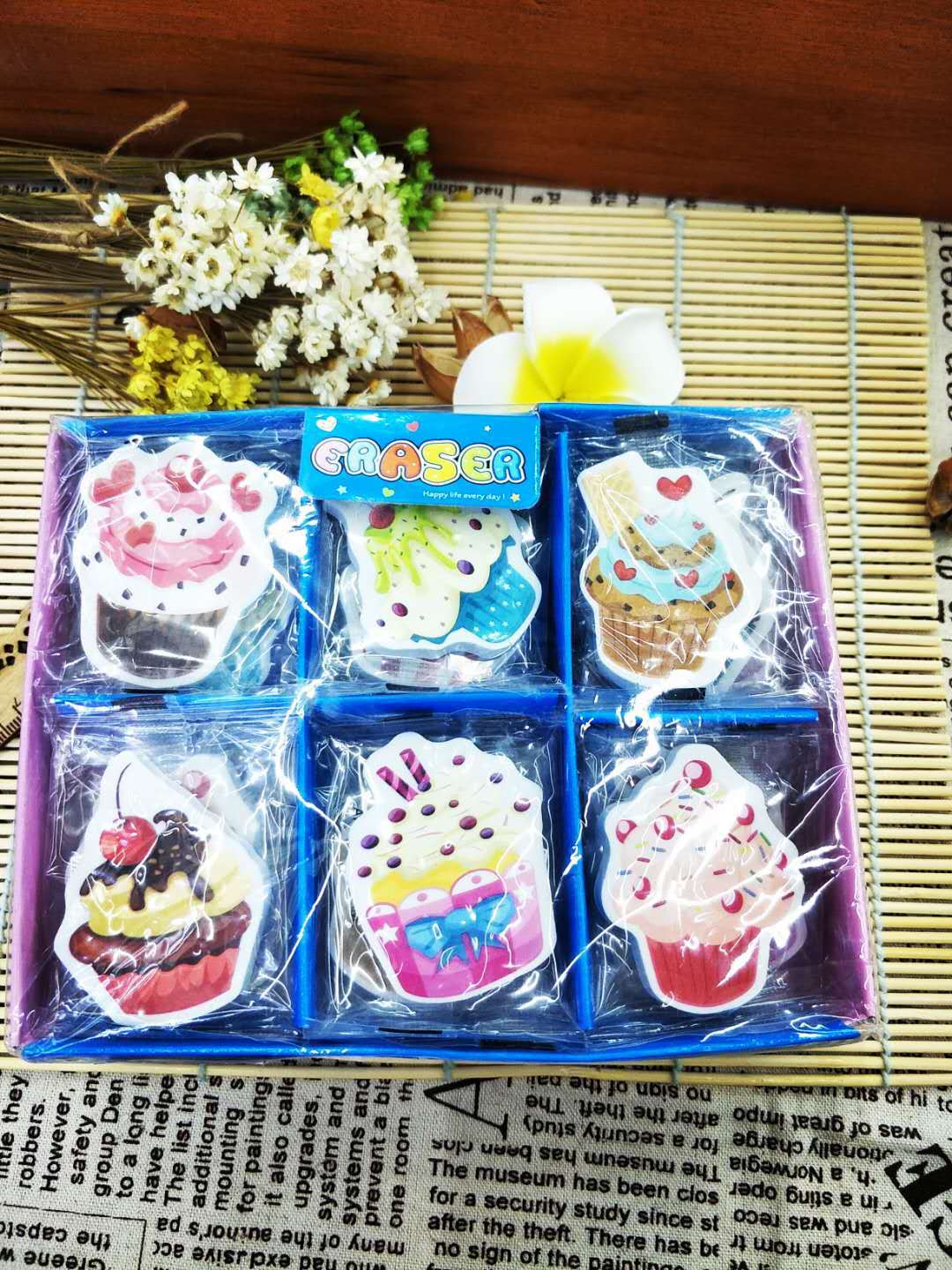Cake Dessert Flat Eraser Cute Rubber Primary School Student School Supplies Stationery Wholesale