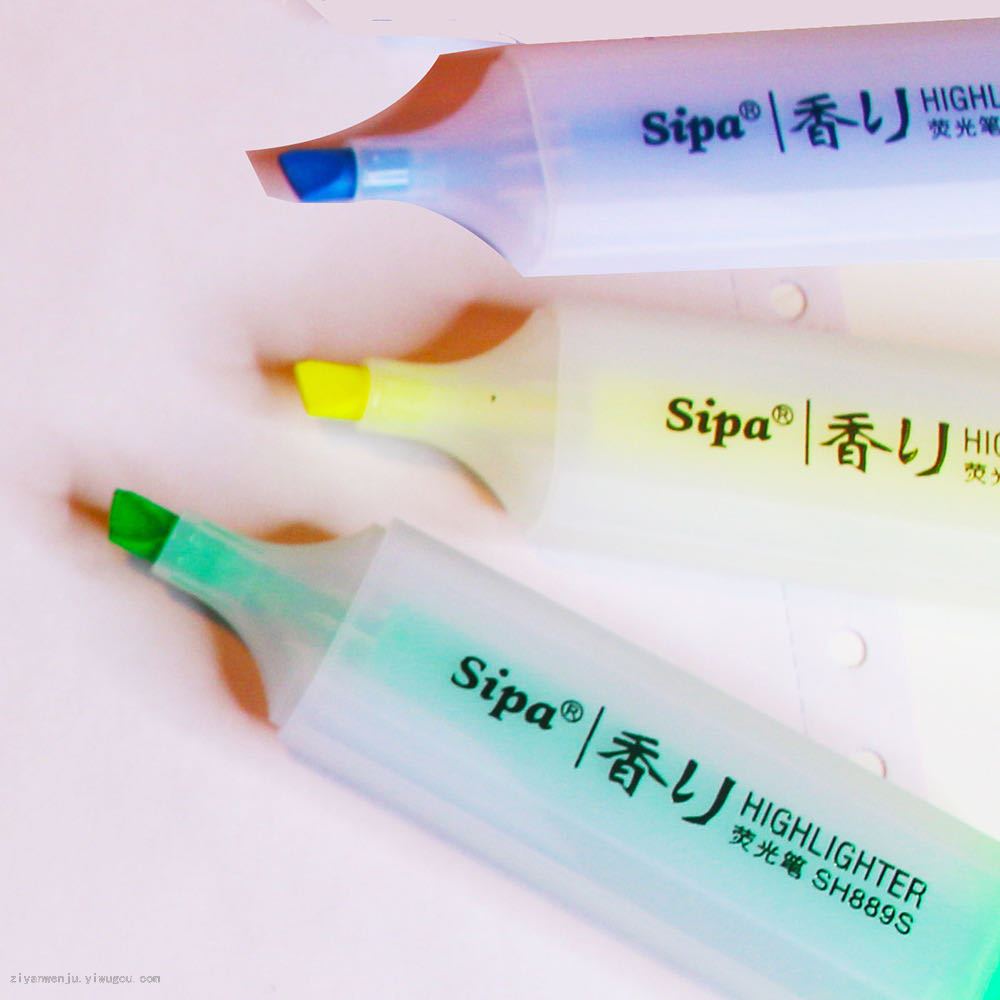 Chinese cypress scented highlighter 7-color marker underline marker hand holder oblique head scrub rod watercolor pen