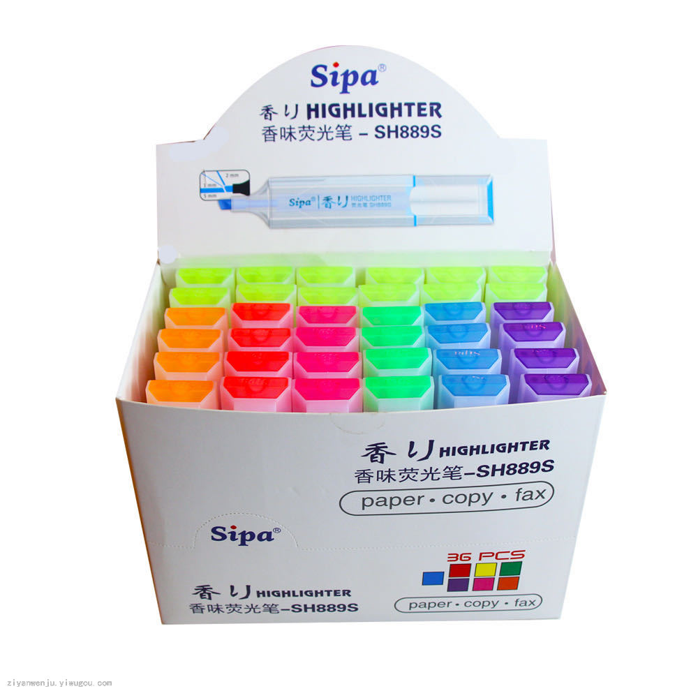 Chinese cypress scented highlighter 7-color marker underline marker hand holder oblique head scrub rod watercolor pen