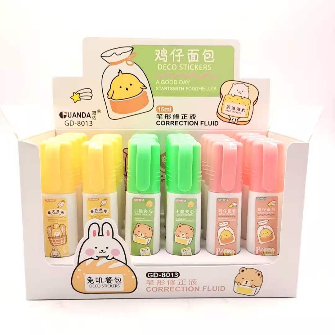 Cartoon Correction Fluid Correction Fluid Student Steel Head Correction Fluid Study Stationery Pen Shape Correction Fluid Wholesale