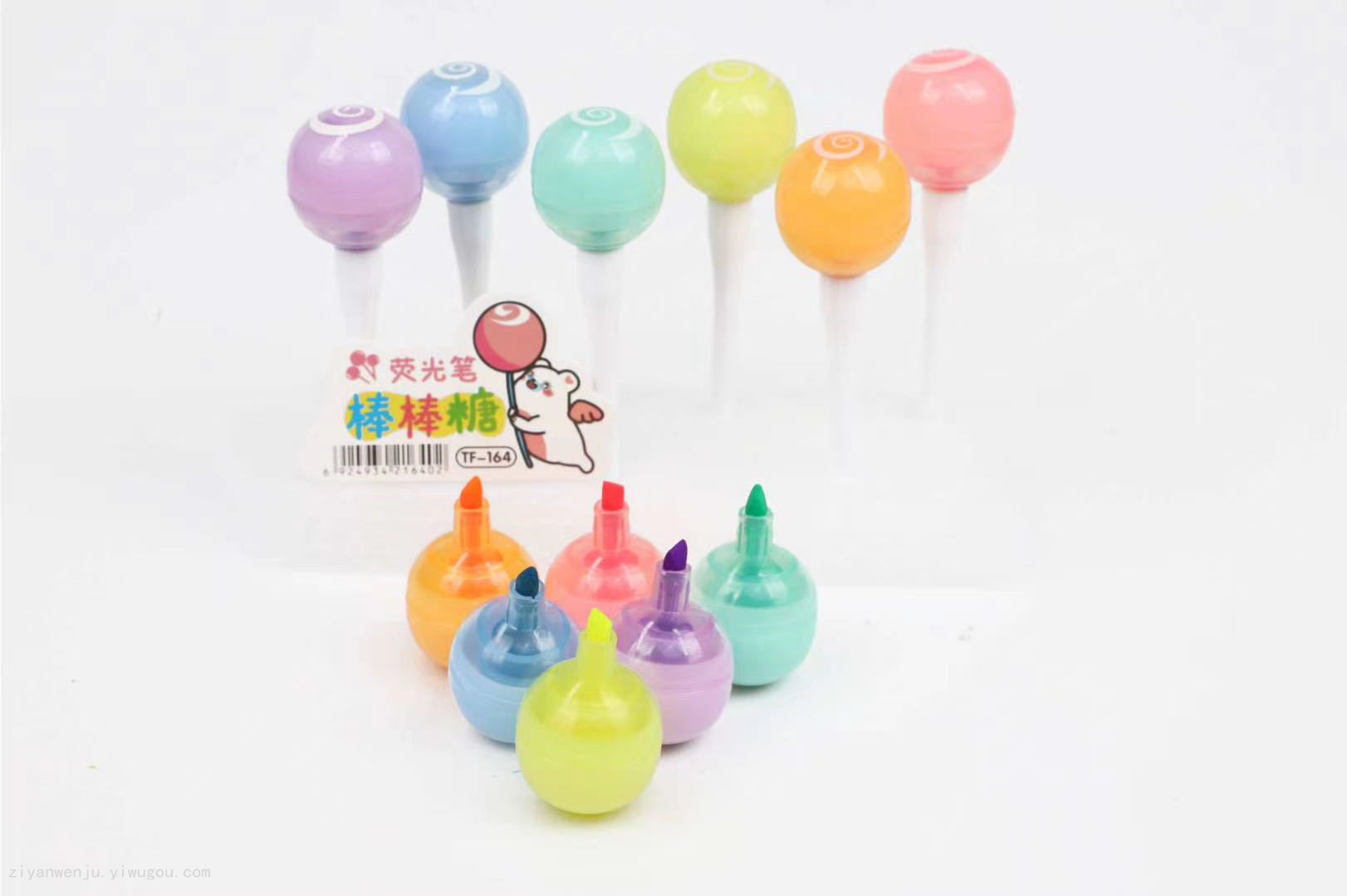 Tianfu cute imitation lollipop highlighter mini color student office marking pen 6 sets Tianfu cute imitation lollipop highlighter mini color student office marking pen 6 sets