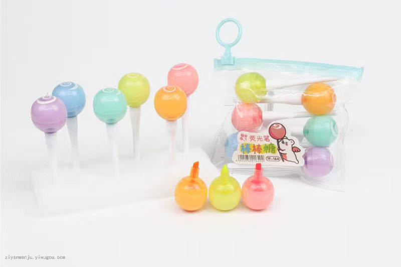 Tianfu cute imitation lollipop highlighter mini color student office marking pen 6 sets Tianfu cute imitation lollipop highlighter mini color student office marking pen 6 sets