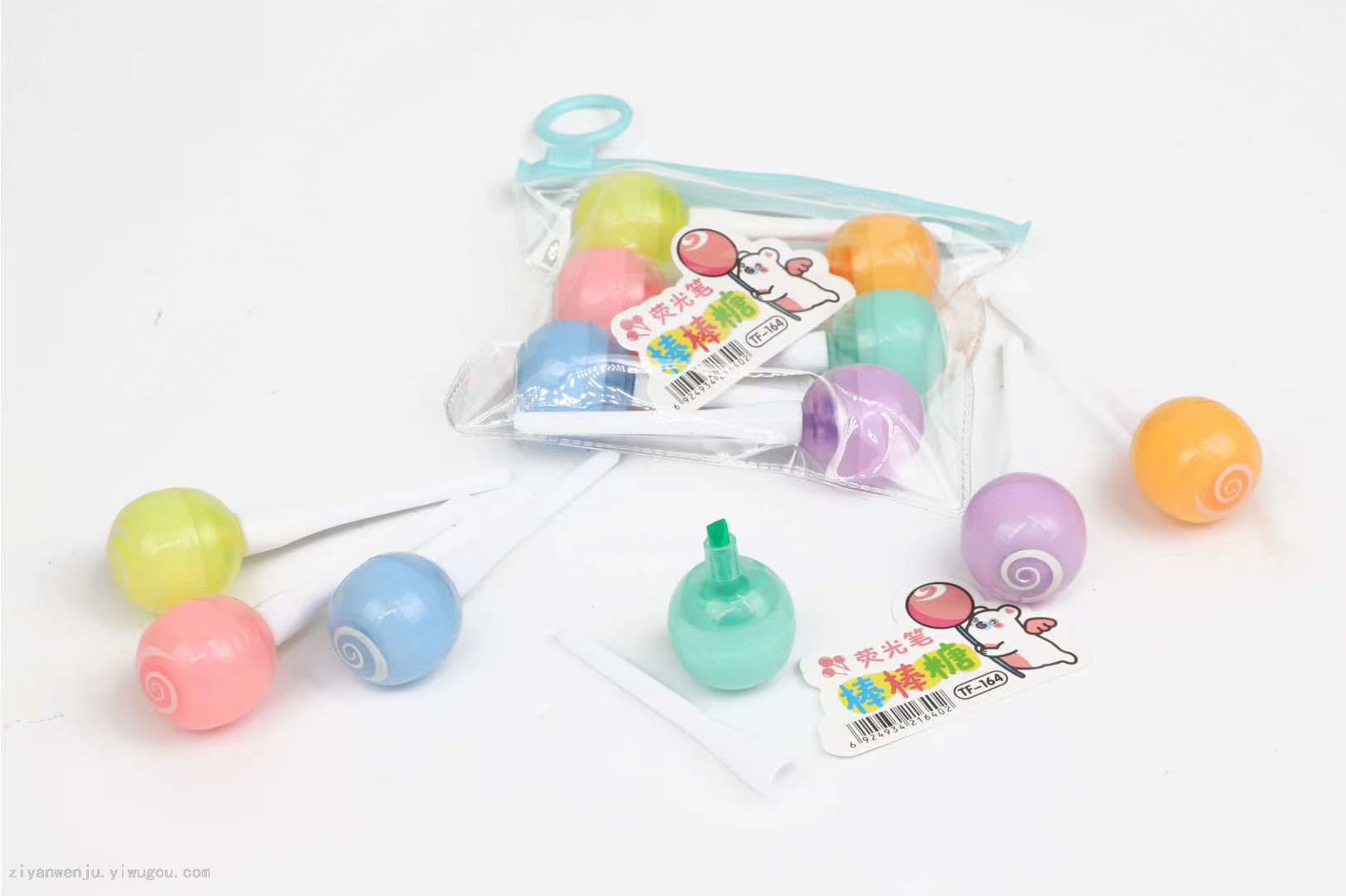 Tianfu cute imitation lollipop highlighter mini color student office marking pen 6 sets Tianfu cute imitation lollipop highlighter mini color student office marking pen 6 sets