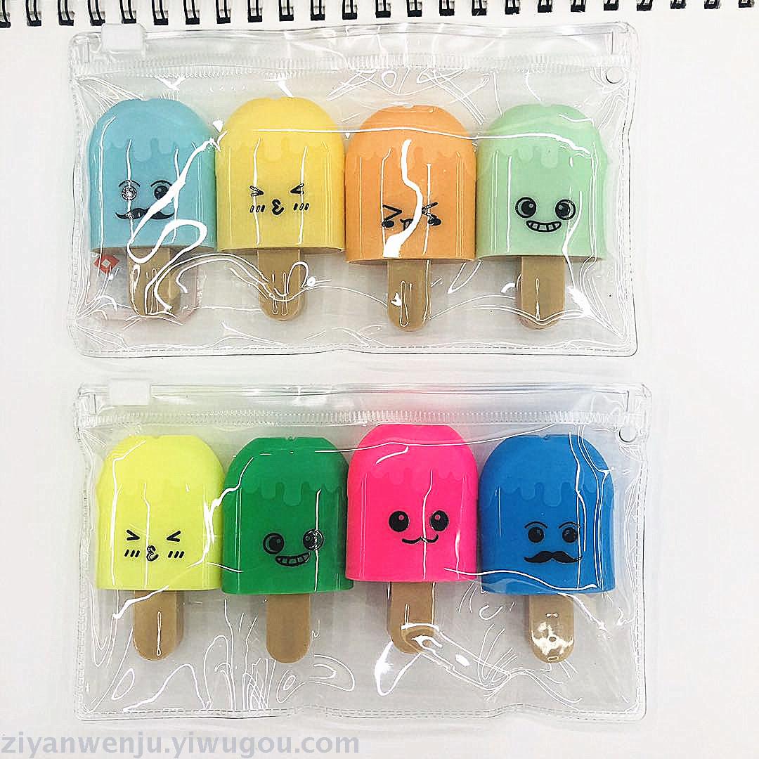 Ice cream Popsicle creative Highlighter cartoon shape candy color student highlight marker pen