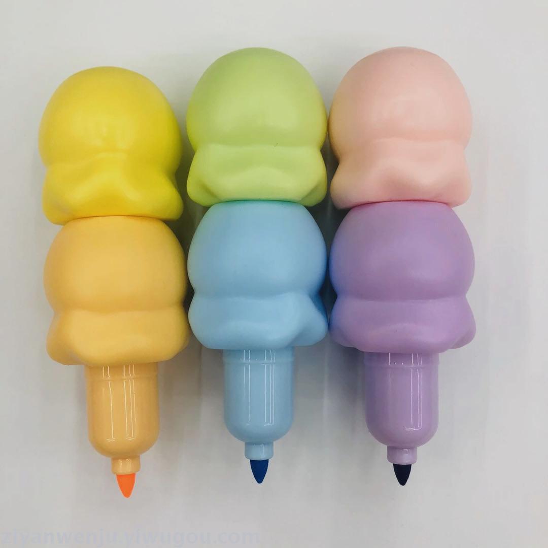 Ice cream Highlighter Student Cute ice cream Cone shape colored highlighter marker pen Ice cream Highlighter Student Cute ice cream Cone shape colored highlighter marker pen