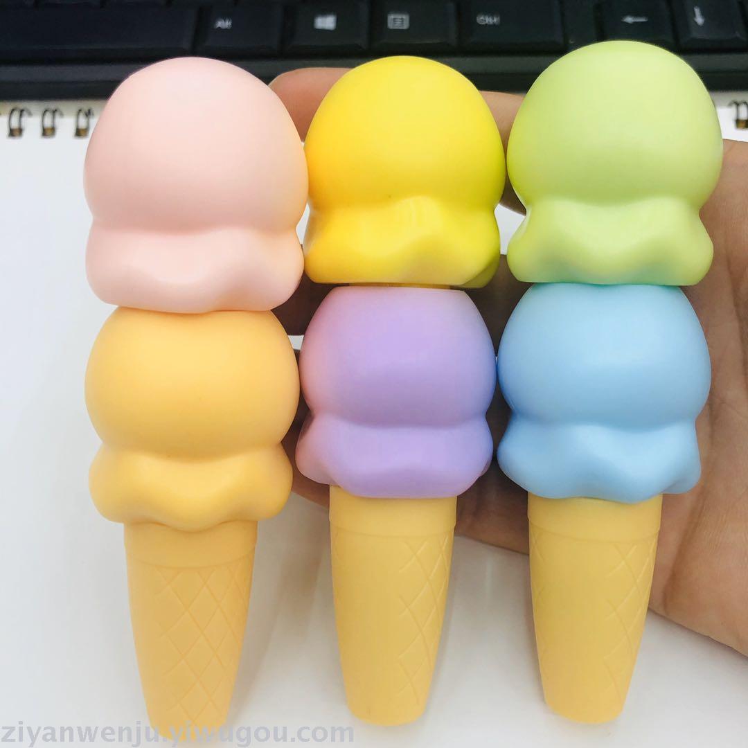 Ice cream Highlighter Student Cute ice cream Cone shape colored highlighter marker pen