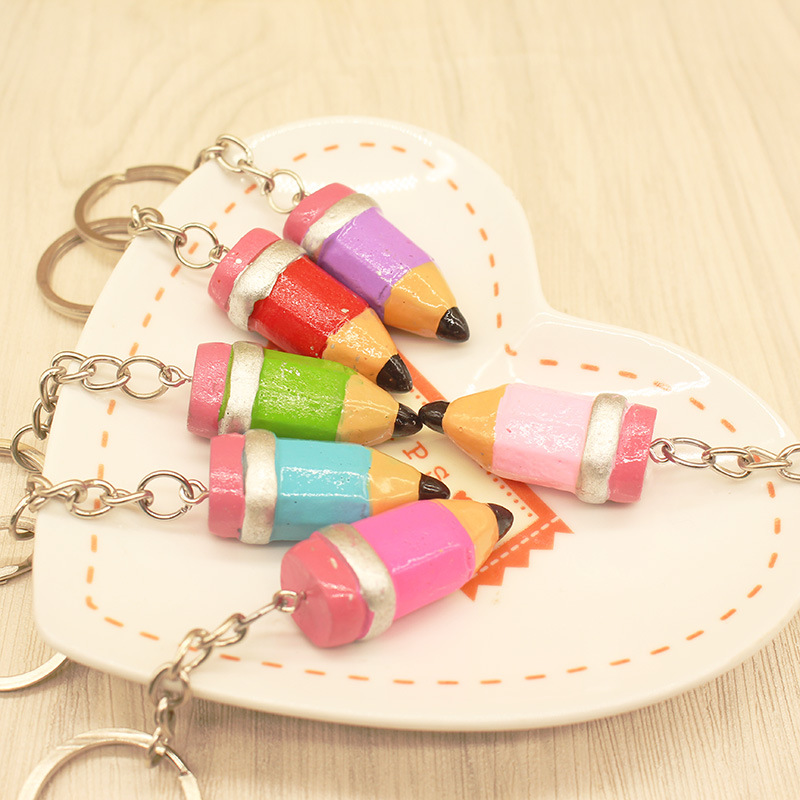Creative Cartoon Cute Resin Three-Dimensional Simulation Pencil Shape Keychain Keychain Pendant Customizable Logo