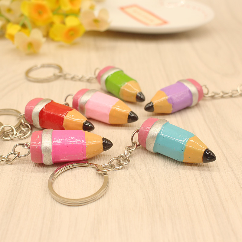 Creative Cartoon Cute Resin Three-Dimensional Simulation Pencil Shape Keychain Keychain Pendant Customizable Logo