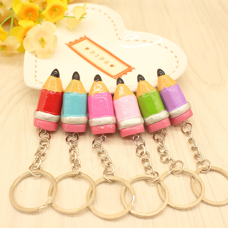 Creative Cartoon Cute Resin Three-Dimensional Simulation Pencil Shape Keychain Keychain Pendant Customizable Logo