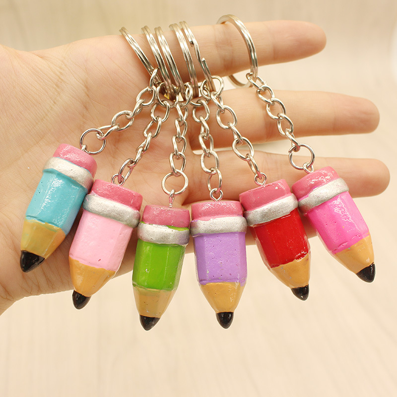 Creative Cartoon Cute Resin Three-Dimensional Simulation Pencil Shape Keychain Keychain Pendant Customizable Logo
