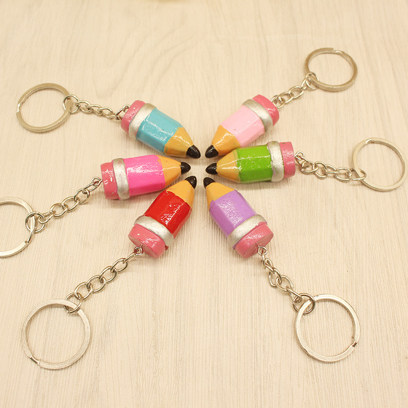 Creative Cartoon Cute Resin Three-Dimensional Simulation Pencil Shape Keychain Keychain Pendant Customizable Logo