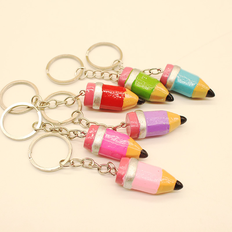 Creative Cartoon Cute Resin Three-Dimensional Simulation Pencil Shape Keychain Keychain Pendant Customizable Logo