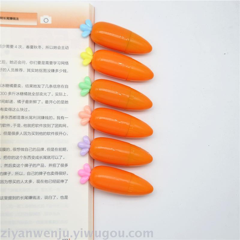 Manufacturer direct wholesale creative carrot modeling 6 color highlighter set color marker lovely gift pen Manufacturer direct wholesale creative carrot modeling 6 color highlighter set color marker lovely gift pen