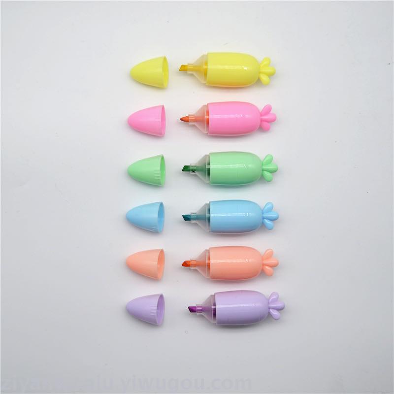 Manufacturer direct wholesale creative carrot modeling 6 color highlighter set color marker lovely gift pen Manufacturer direct wholesale creative carrot modeling 6 color highlighter set color marker lovely gift pen