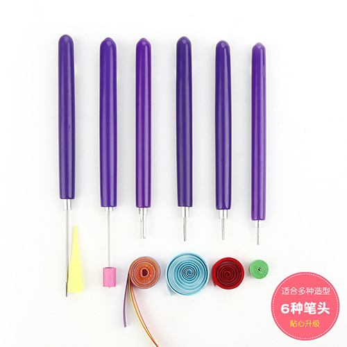 Paper-Rolling Pen 6 PCs Set Toilet Paper Holder Pencil Sharpener Roll Paper Pen Fork Metal Length Technical Pen Paper-Rolling Pen Pen Set