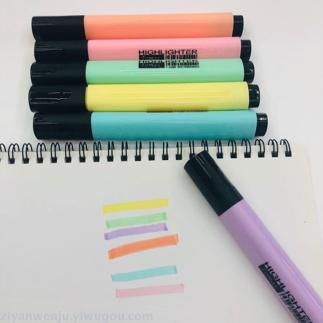 4 highlighter pens and 6 highlighter pens in PVC bag with key marking pen color marker pen