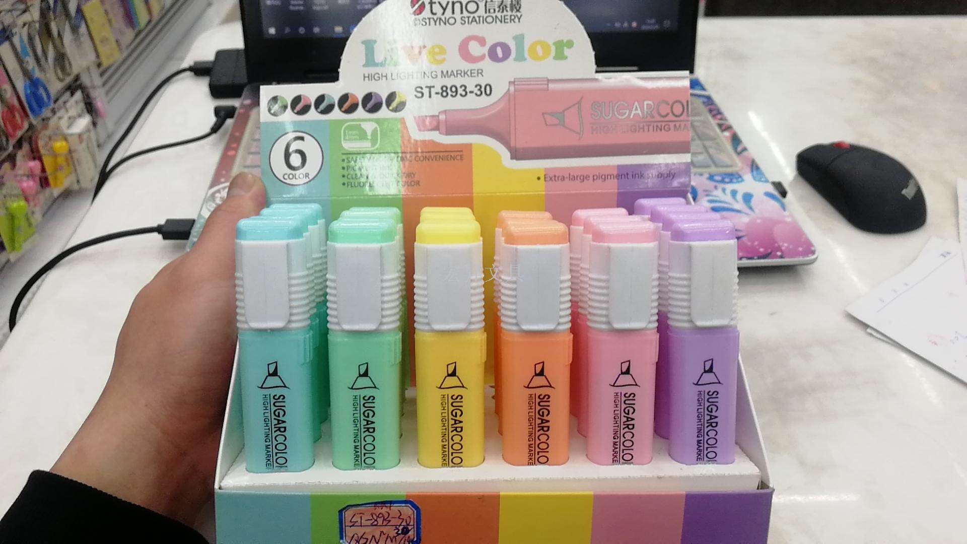 Warm color highlighter st-893-30 six color mixed marker pen correction pen drawing children learning office stationery Warm color highlighter st-893-30 six color mixed marker pen correction pen drawing children learning office stationery