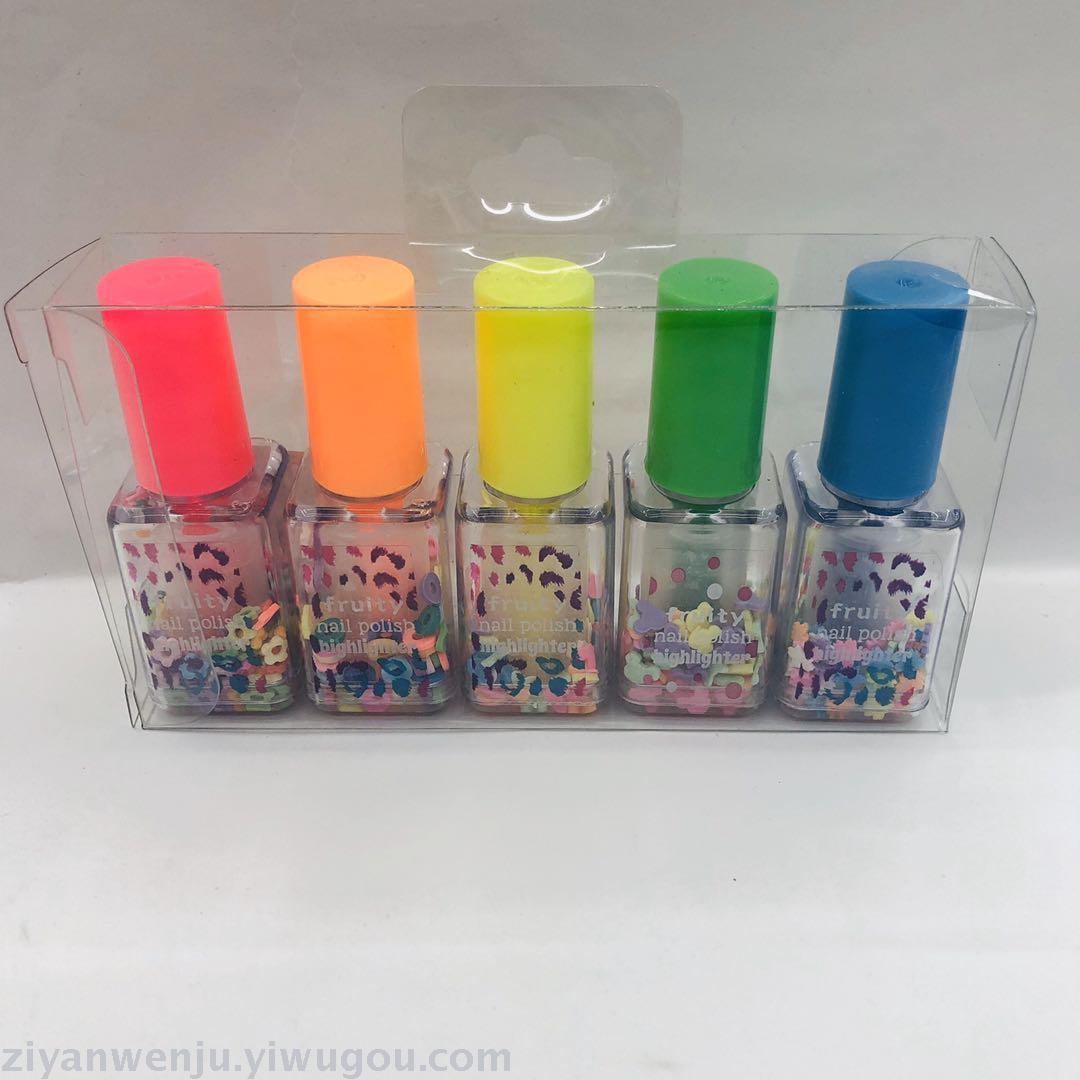 Nail polish highlighter 3 pieces 5 pieces PVC transparent box modeling highlighter creative gift
