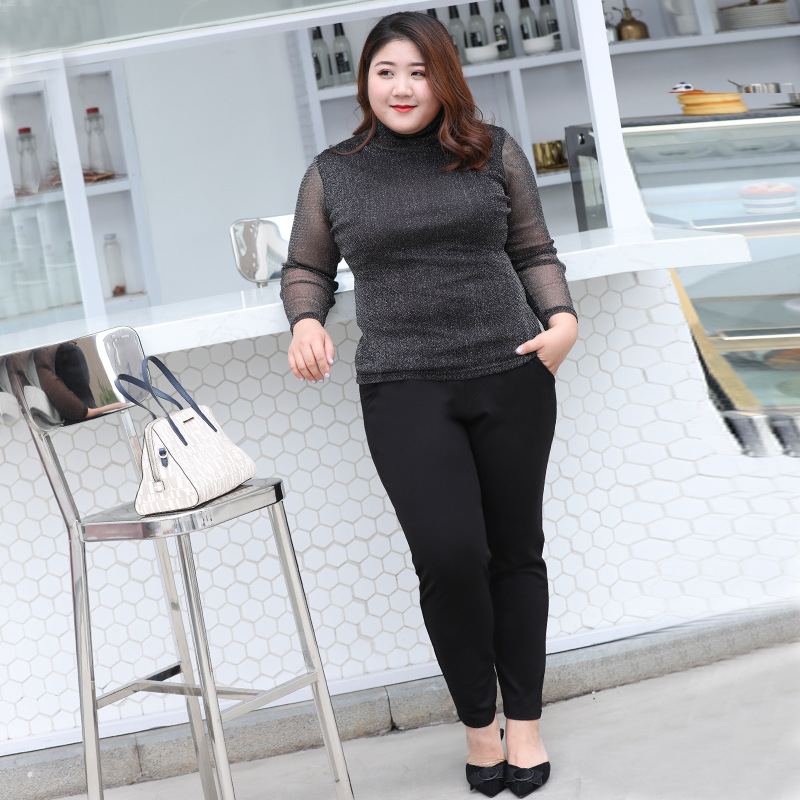 2022 Spring plus Size plus Size Plump Girls Casual Trousers Fat mm Tappered Pencil Pants Slimming Korean Style