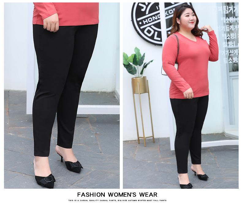 2022 Spring plus Size plus Size Plump Girls Casual Trousers Fat mm Tappered Pencil Pants Slimming Korean Style