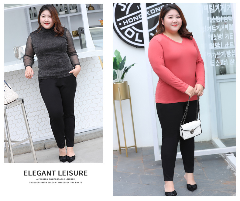 2022 Spring plus Size plus Size Plump Girls Casual Trousers Fat mm Tappered Pencil Pants Slimming Korean Style