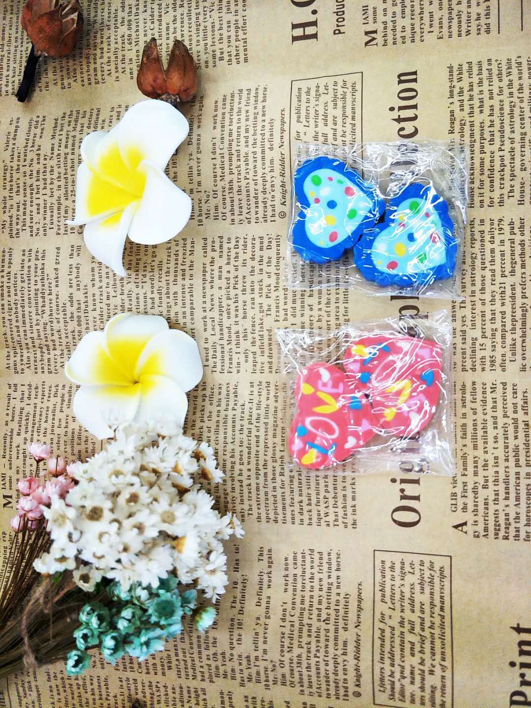 Creative Cartoon Colored Loving Heart Eraser Elementary School Supplies Eraser Factory Direct Sales Wholesale