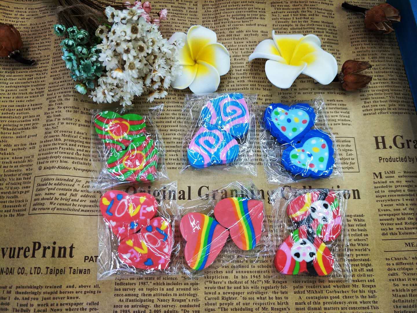 Creative Cartoon Colored Loving Heart Eraser Elementary School Supplies Eraser Factory Direct Sales Wholesale