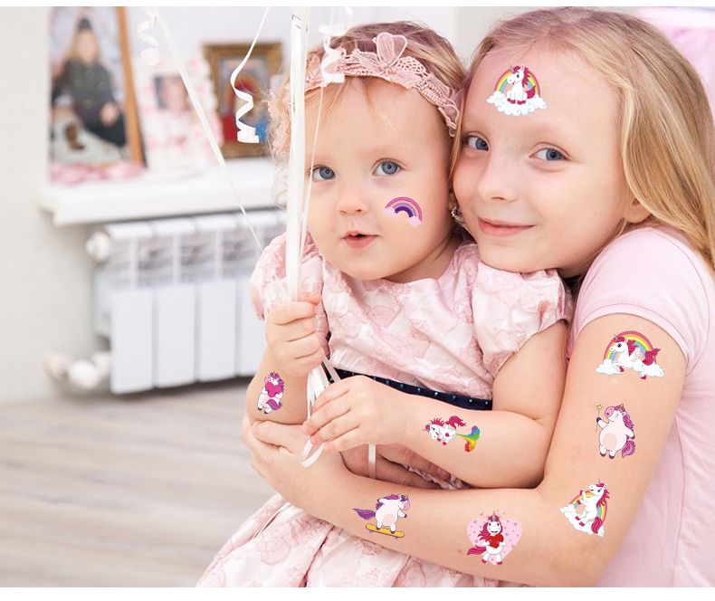 Cross-Border Wholesale Children&#039;s Cartoon Tattoo Sticker Unicorn Tattoo Sticker Stickers Waterproof and Durable Customizable