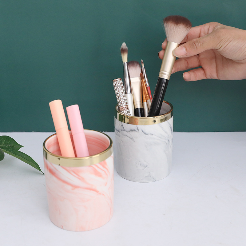 INS Nordic Makeup Brush Storage Tube Desktop Beauty Brushware Eyebrow Pencil Comb Eye Shadow Brush Storage Box Brush Barrel