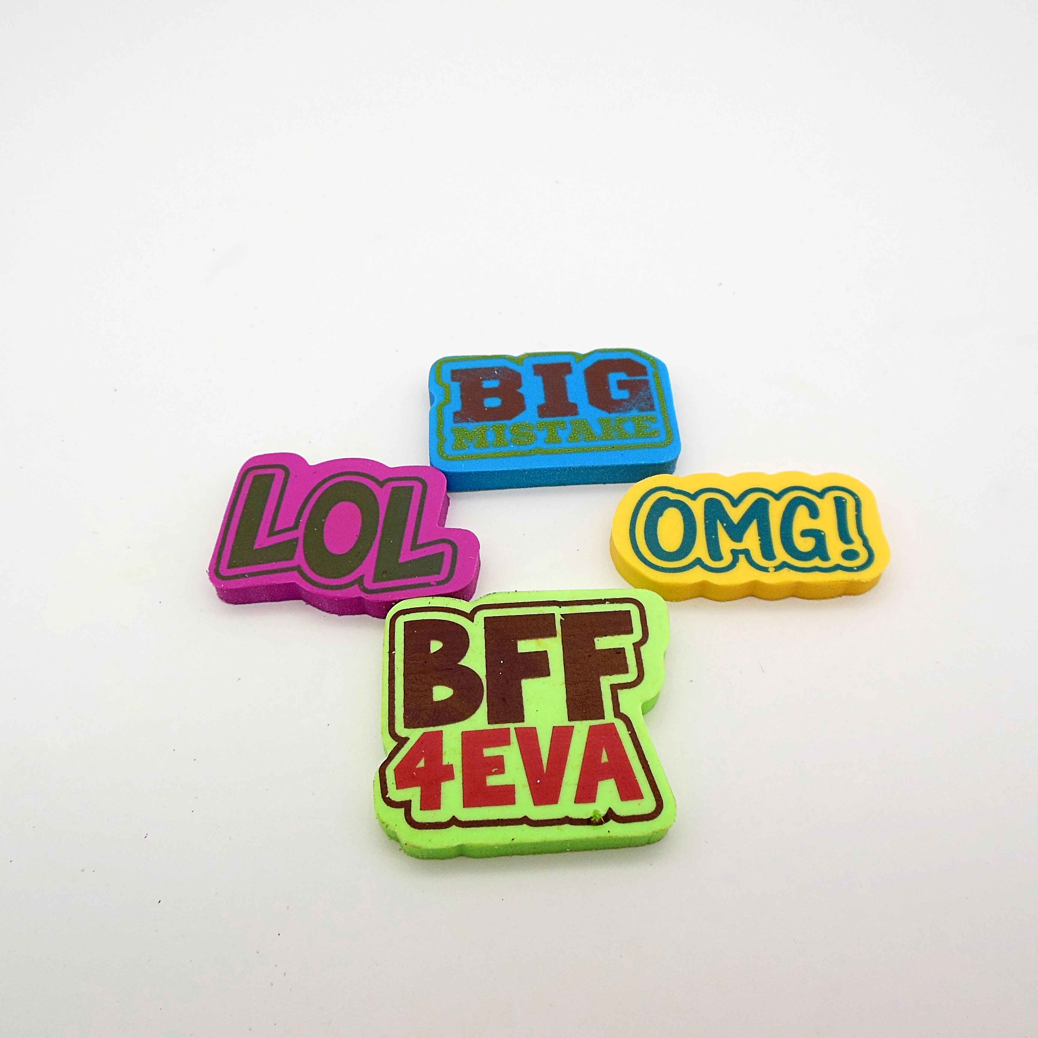 four  text Tyermal transfer eraser set