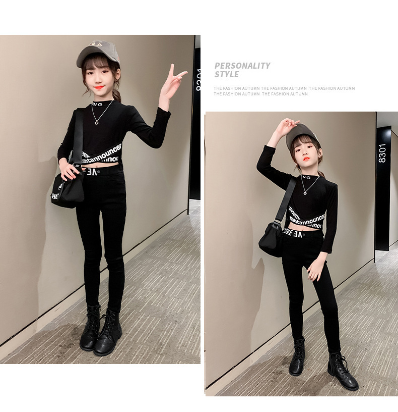 Girls' Fleece-Lined Thickening Tapered Pants 2021 New Autumn/Winter Fashionable Slim Fit Elastic Outerwear Leggings Pencil Pants